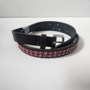 NEVADA | beaded leather belt brown red sz M